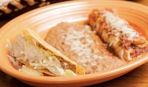 3. Enchilada, Rice, & Beans.
