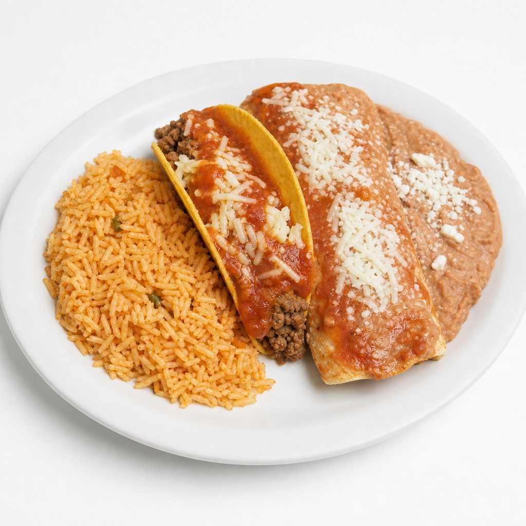 5. Burrito, Taco, & Rice.